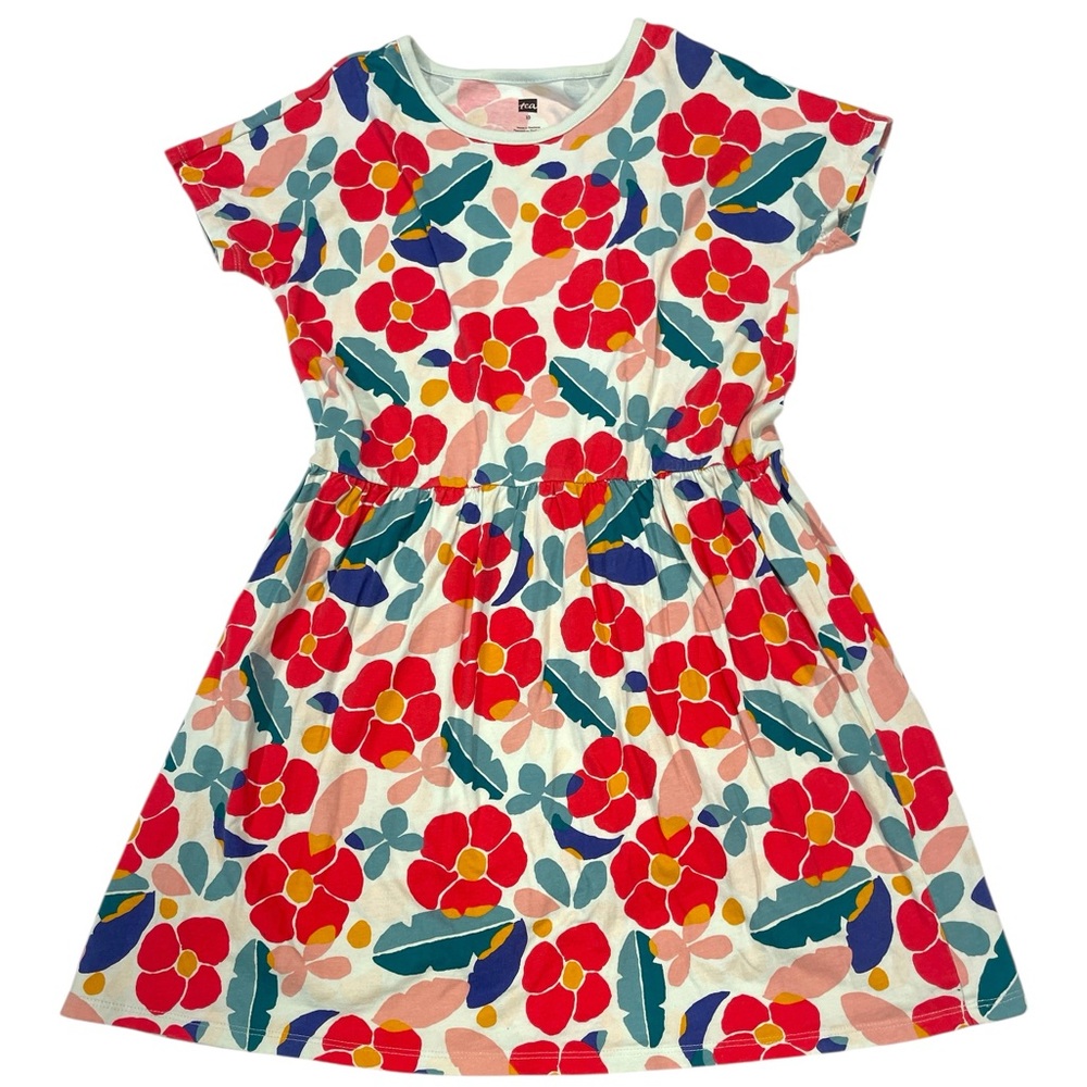 Floral Kids Dress - Red and Blue